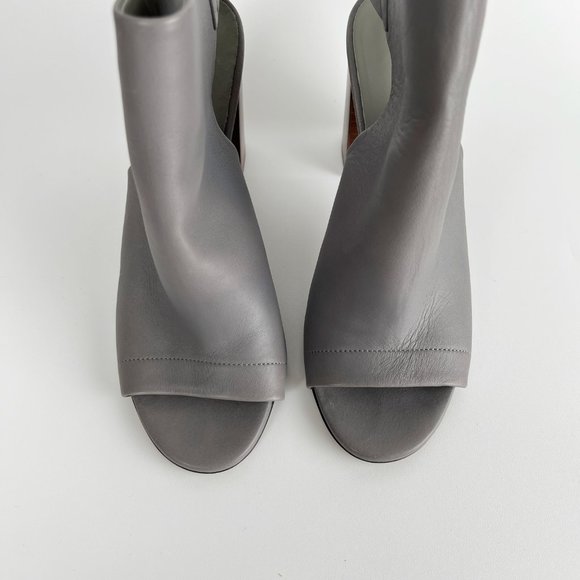 VINCE Faye Open Peep Toe Leather Bootie High Chunky Block Heel Sandal Wrap Boots - Picture 6 of 13